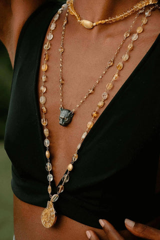 Citrine Necklace with Fossil Pendant - Amanda Marcucci 