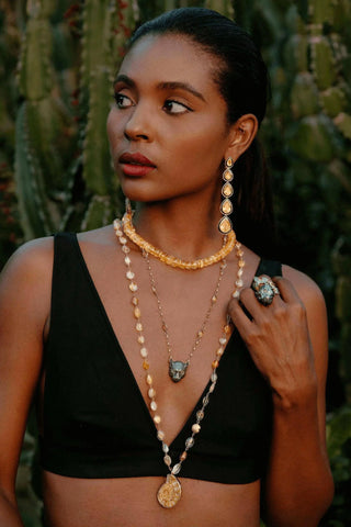 Citrine Necklace with Fossil Pendant - Amanda Marcucci 