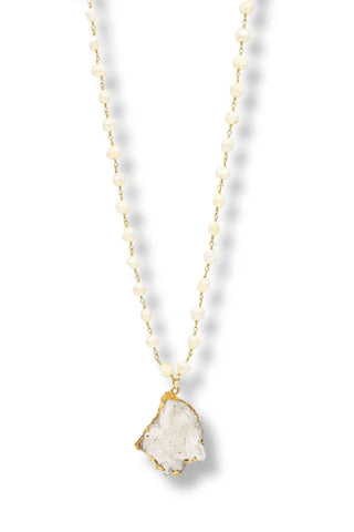 Crystal Quartz & Gold Pearl Chain - Amanda Marcucci 