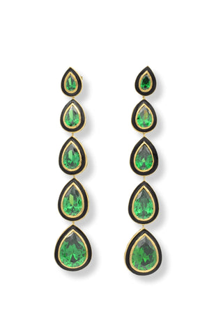 Green Swarovski 5 Drop Earrings - Amanda Marcucci 