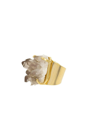 Natural Smokey Quartz Cuff Ring - Amanda Marcucci 