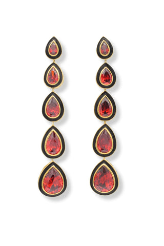 Red Swarovski 5 Drop Earrings - Amanda Marcucci 