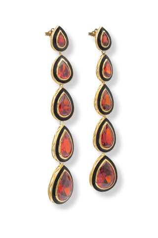 Red Swarovski 5 Drop Earrings - Amanda Marcucci 