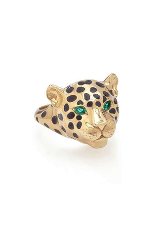 Gold Jaguar Ring with Emerald Eyes - Amanda Marcucci 